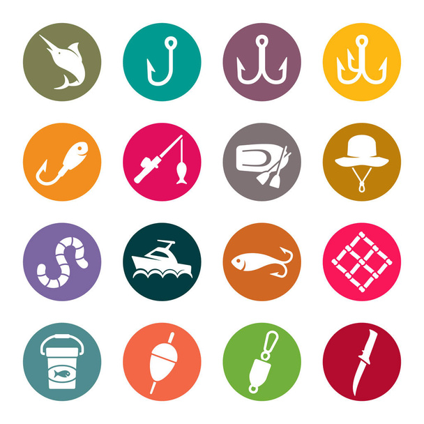 Set of fishing icons - Vector, Image