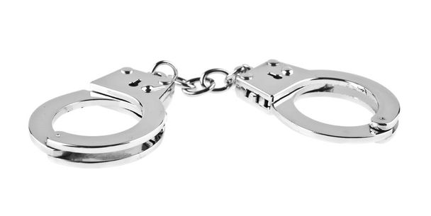 metal handcuffs isolated on white background  - Photo, Image