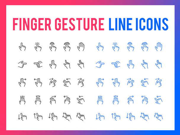 Fingergesten-Vektorzeilen-Symbol - App und mobiles Web reagieren  - Vektor, Bild