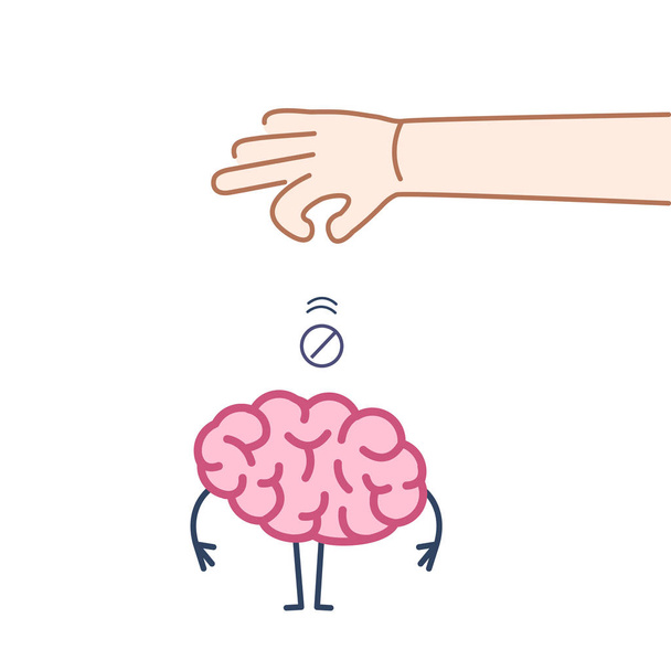 Pastilla de mano dentro del cerebro
 - Vector, Imagen