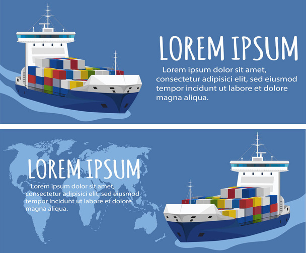 Commercial sea shipping flyer template set - Vector, Image