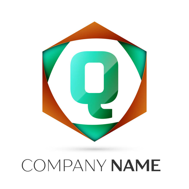Litera Q logo symbol wektor w kolorowe sześciokątne na szarym tle. Wektor szablon dla Twojego projektu - Wektor, obraz