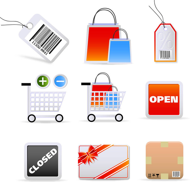 set of shopping icons  - Vector, imagen