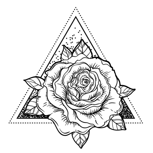 Rosicrucianism symbol. Blackwork tattoo flash. All seeing eye, C - Vector, afbeelding