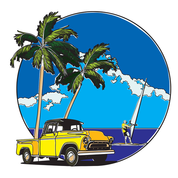 Havajském stylu odznak - Vektor, obrázek