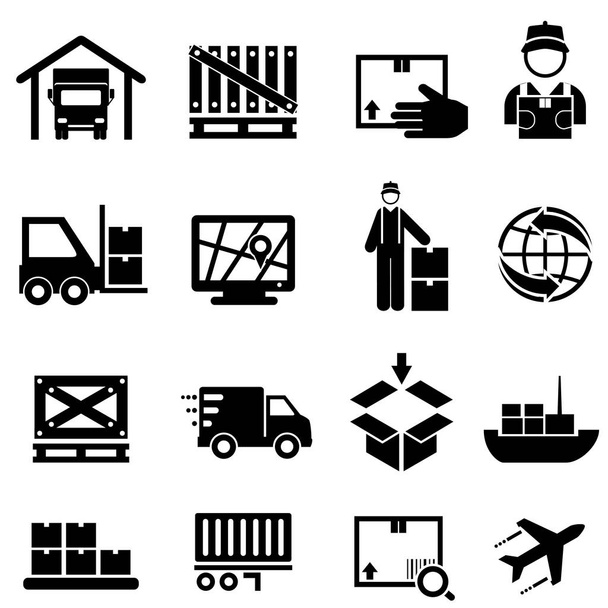 Iconos web de envío, carga, entrega y almacén
 - Vector, imagen