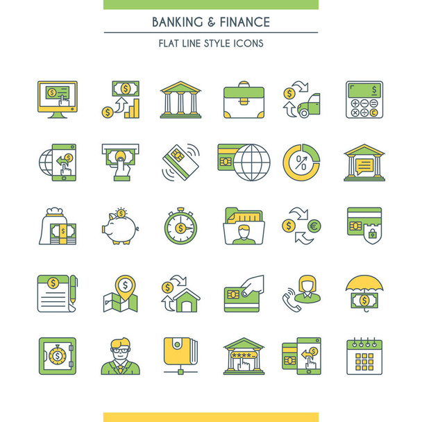 Bancaire en financiële iconen - Vector, afbeelding