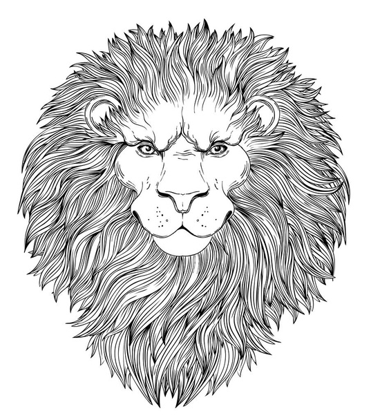 Decorative illustration of heraldic Lion Head with royal crown a - Vector, Image