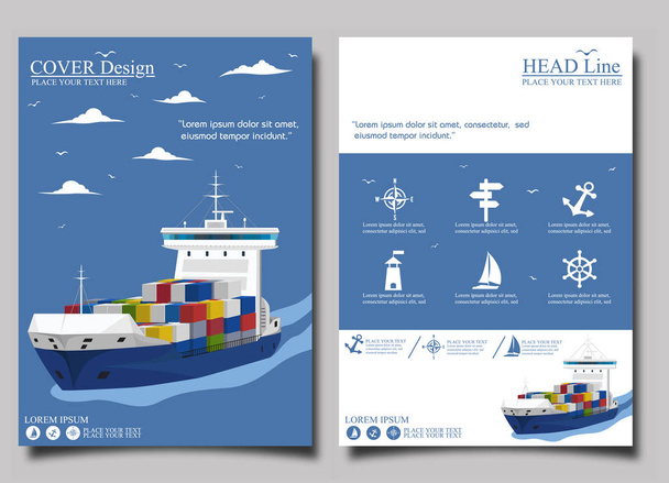 Conjunto de modelo de cartaz de transporte marítimo
 - Vetor, Imagem