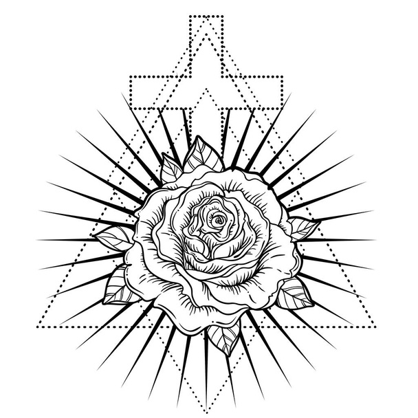 Rosicrucianism symbol. Blackwork tattoo flash. - Vector, afbeelding