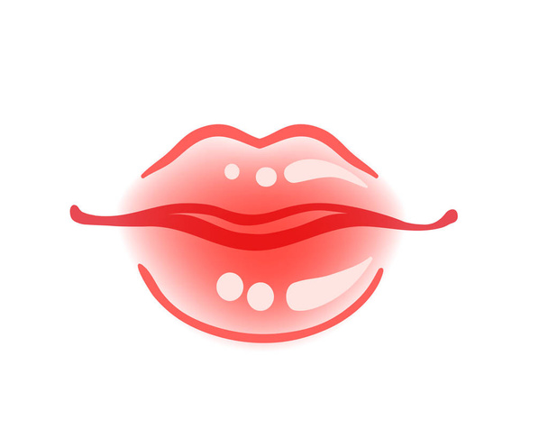 Sexy glossy lips. Pop art inspired vector illustration isolated  - Vector, Image