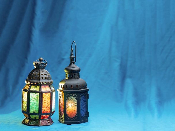 lighting with colors  on muslim style's lantern - Photo, Image