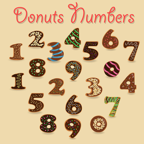 Números de Donuts de chocolate
 - Vetor, Imagem