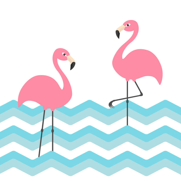 Two pink flamingos - Vector, afbeelding