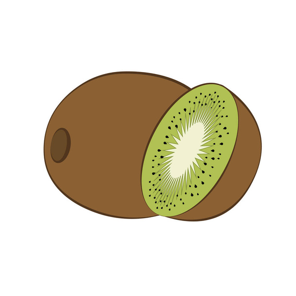 Icono plano kiwi y rebanada de kiwi. Vector
 - Vector, Imagen