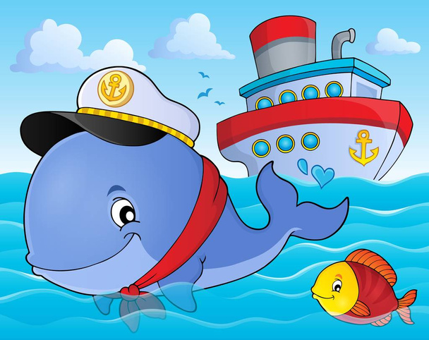 Sailor whale theme image 2 - Vector, afbeelding