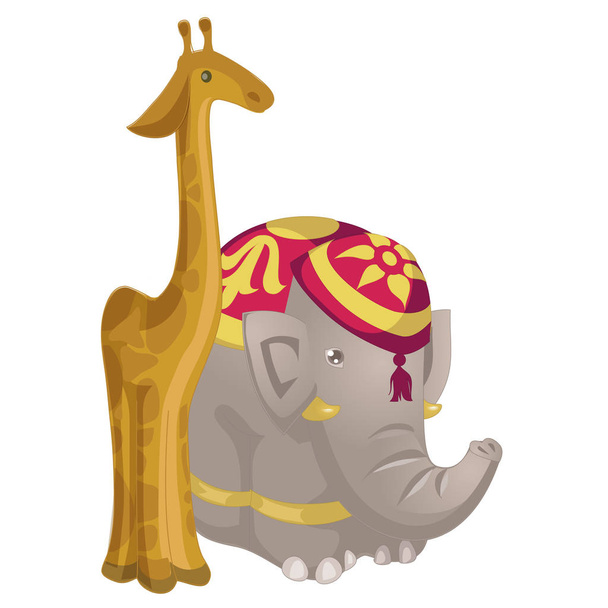 Zabawkami figurki żyrafa i słoń - Wektor, obraz