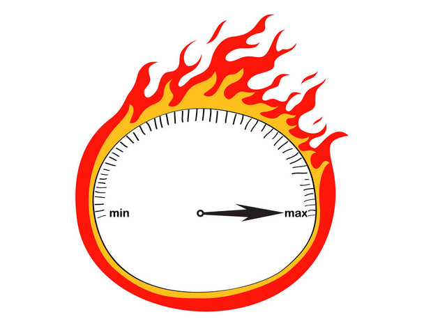 Illustration of speedometer and flames - Vector, Image