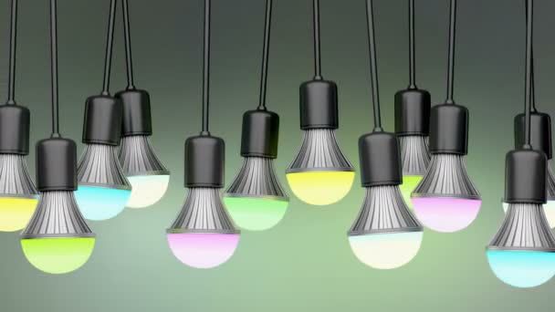 Colorful LED light bulbs - Footage, Video