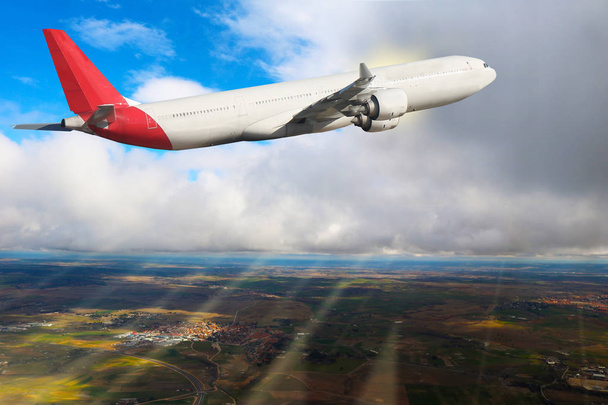 Flugzeug am Himmel Flug Reise Transport Flugzeug Hintergrund - Foto, Bild
