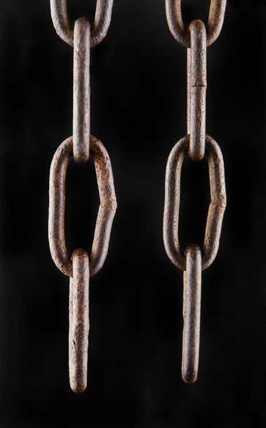 chain isolated on black background closeup - Foto, Imagen