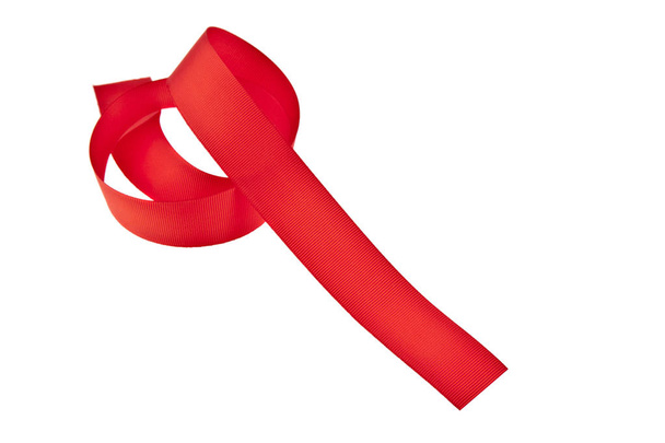 red ribbon on white background  - Fotoğraf, Görsel