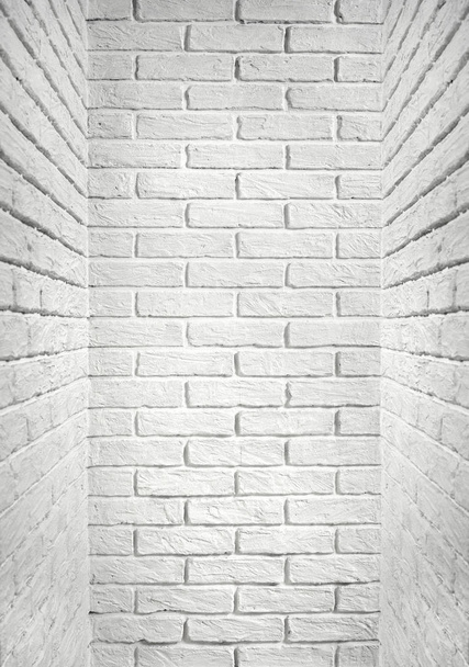 extremo de la pared de ladrillo blanco del pasillo, foto abstracta de fondo
 - Foto, imagen