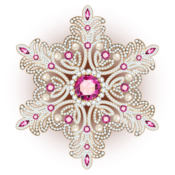 Mandala brooch jewelry, design element.  Geometric vintage ornam - Vetor, Imagem