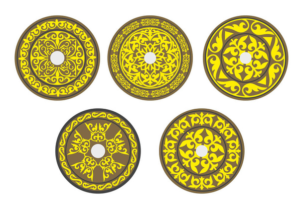 Kazakh Round shields - Vektör, Görsel