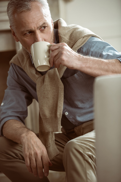 man drinking tea - Photo, image