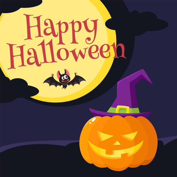 Happy Halloween greeting card, poster, banner design with boiling caldron - Vetor, Imagem