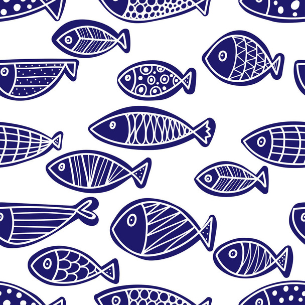 魚のシームレスなパターン   - ベクター画像