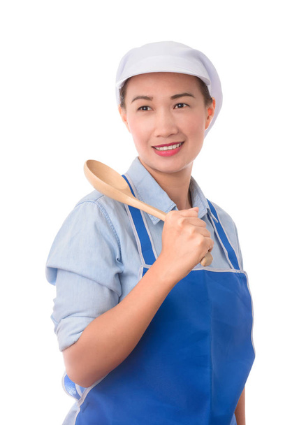 Young Asian chef, housewife confident pose and holding a spatula - Photo, Image