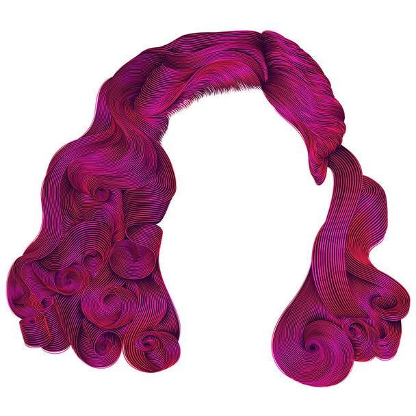 krótkie włosy kobieta modny jasny różowy kolory .fringe. moda się - Wektor, obraz