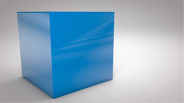 синій пластиковий куб ізольований на білому тлі 3d ілюстрація
 - Фото, зображення