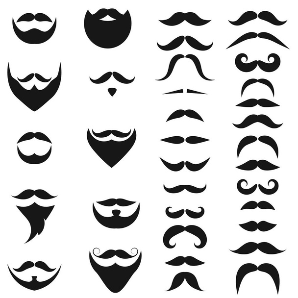 Conjunto de iconos negros de Barbas y Mustaches
 - Vector, imagen