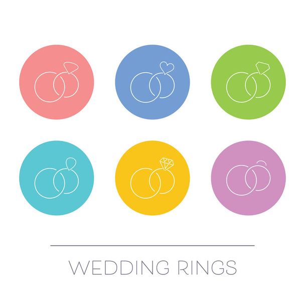 White thin line vector wedding rings - Vector, Image