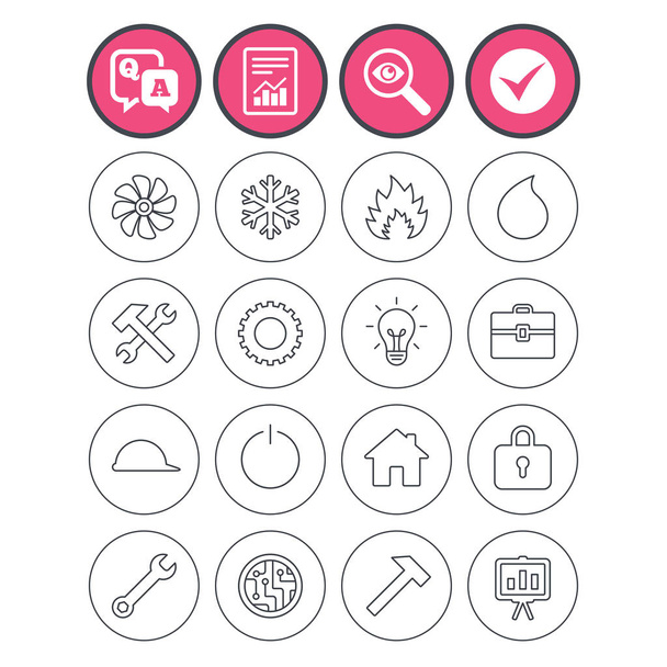 Ventilation, heat and air conditioning icons. - Vector, Imagen