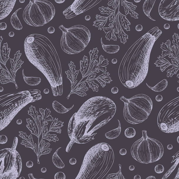 Seamless pattern with vegetables - Vettoriali, immagini