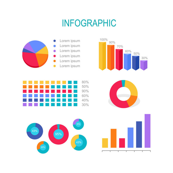 Business Education Infographic. Bar Column Graphs - Vector, Image