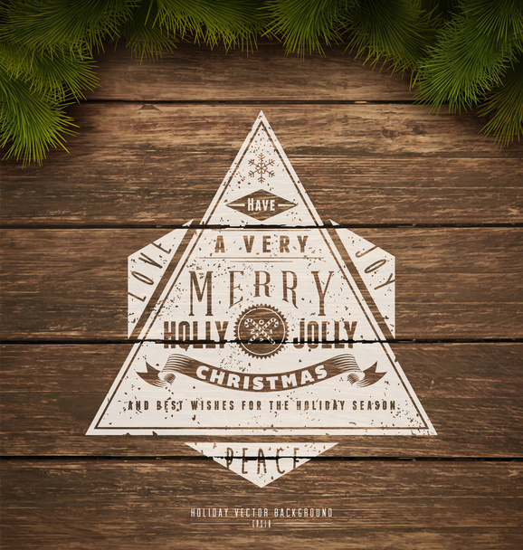 vintage typography sign and Christmas fir tree - Vector, afbeelding
