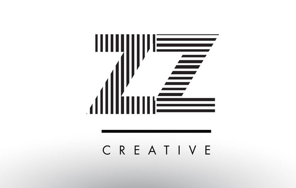 ZZ Z Black and White Lines Letter Logo Design. - Vector, Image