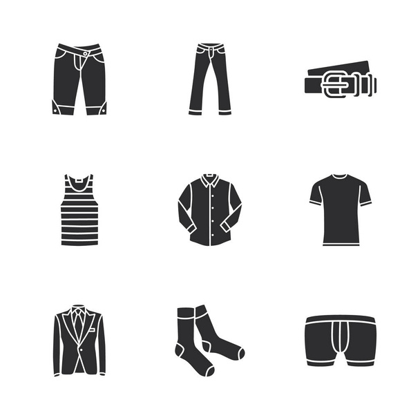 nueve iconos de ropa moderna
  - Vector, Imagen