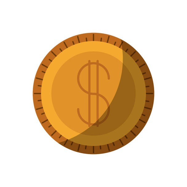 colorful silhouette of coin icon without contour and shading - Vector, Image