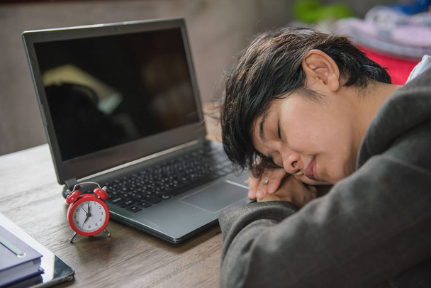 Young tired businesswoman  sleeping at office desk - Photo, Image