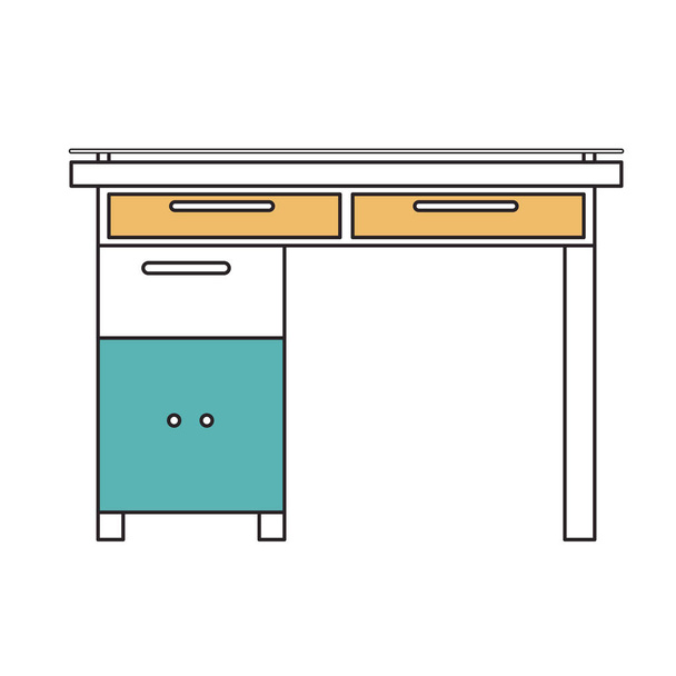 sections de couleur silhouette de bureau à domicile en bois avec tiroirs
 - Vecteur, image