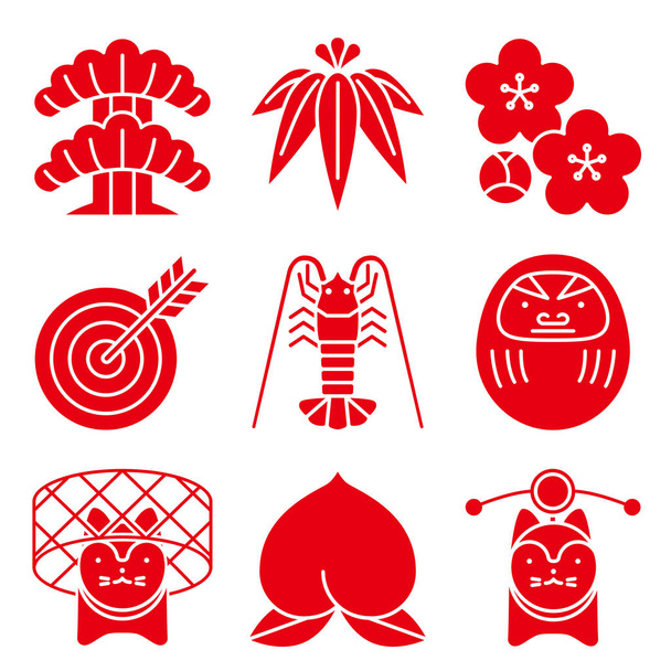 Good luck charms. Japanese style. - Vector, Image