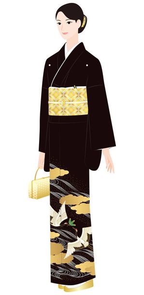 Κυρία στην ιαπωνική παραδοσιακή στολή - Διάνυσμα, εικόνα