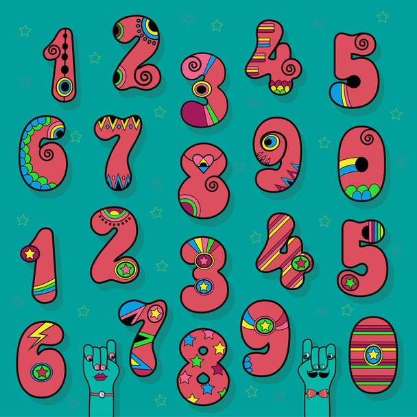Pink Numbers. Disco Style - Vector, Image