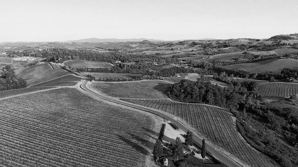 Beautiful hills of Tuscany, aerial view - Fotó, kép